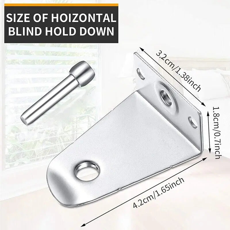 Metal Hold Down Brackets and Pins, Blind Brackets Blind Holder Replacements for Horizontal Blind Shades Window Oasis Select
