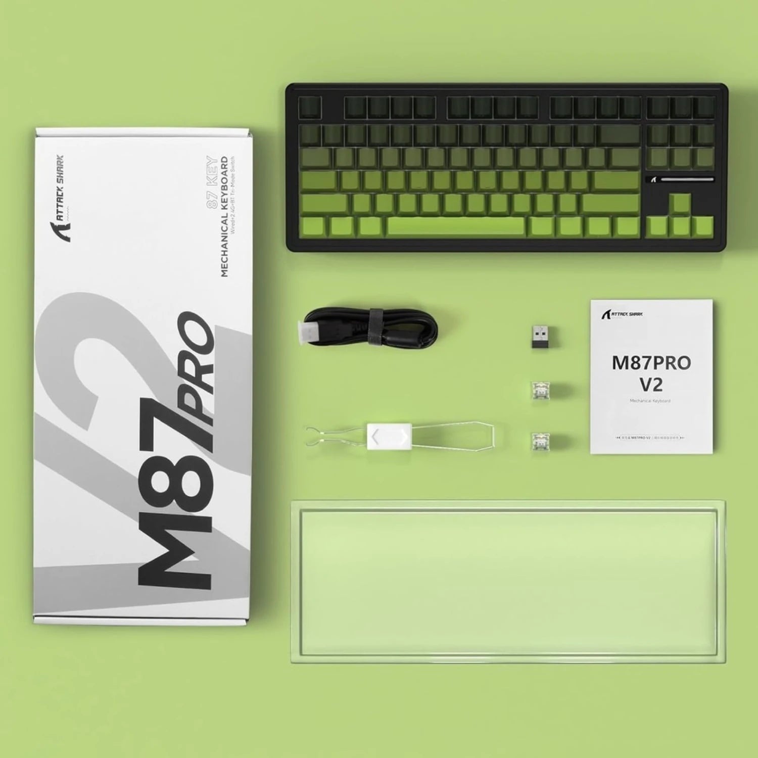 ATTACK SHARK M87Pro V2 Wireless Mechanical Keyboard - Tri-Mode (BT/2.4G/USB-C) Hot-Swappable TKL, 5000mAh RGB Backlit Oasis Select