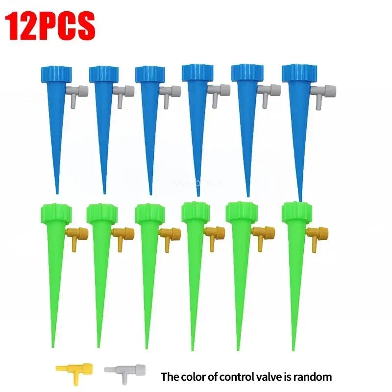Self Watering Spikes for Indoor/Outdoor Plants,Self Watering Planter Insert with Adjustable Drip Valve Oasis Select 12PCS-MIx