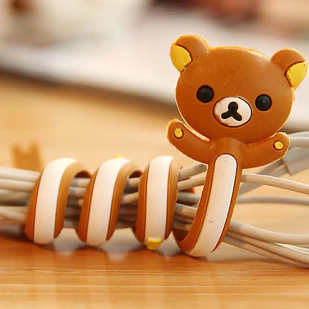 Cable Cartoon Phone Line Earphone Cord Organizer Headphone Cable Clip Cable Winder Wire Winder Cable Organizer Cable Clamp Oasis Select brown