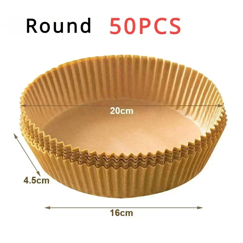 Disposable Air Fryer Paper Non-Stick Kitchen Baking Airfryer Mat Oilproof Micro-wave Barbecue Pad Baking Paper Liner Accessories Oasis Select zhaguo-Round-50pcs