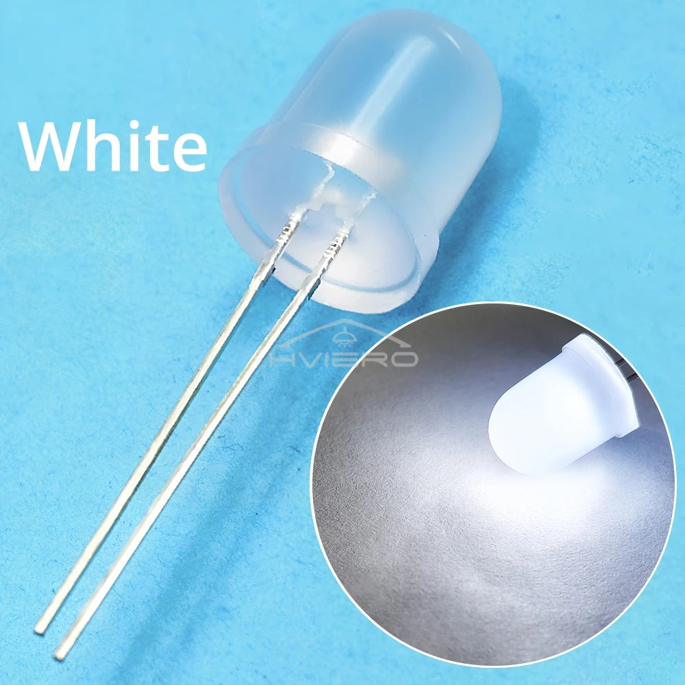 10mm Diffused LED Beads 50/250pcs | Ultra Bright DIY Diodes