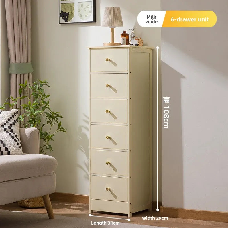 Bookcase storage cabinet chest cabinet lattice cabinet children's log storage bedside table multi-layer dining side cabinet Oasis Select Milk White 6