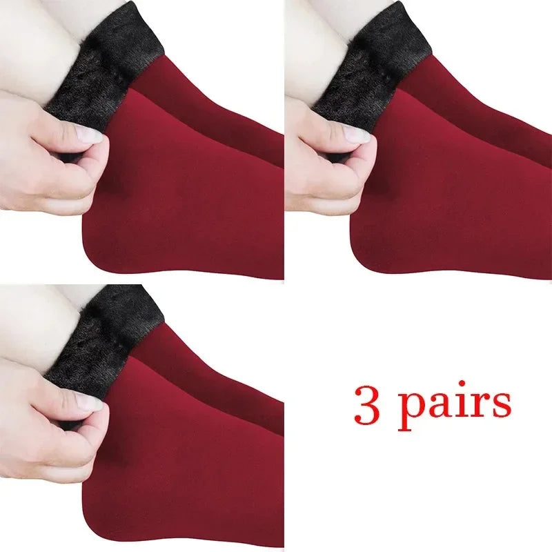 Women Winter Socks Hermal Cashmere Wool Socks Warm Thicken Thermal Snow Boots Floor Socks Oasis Select red 3