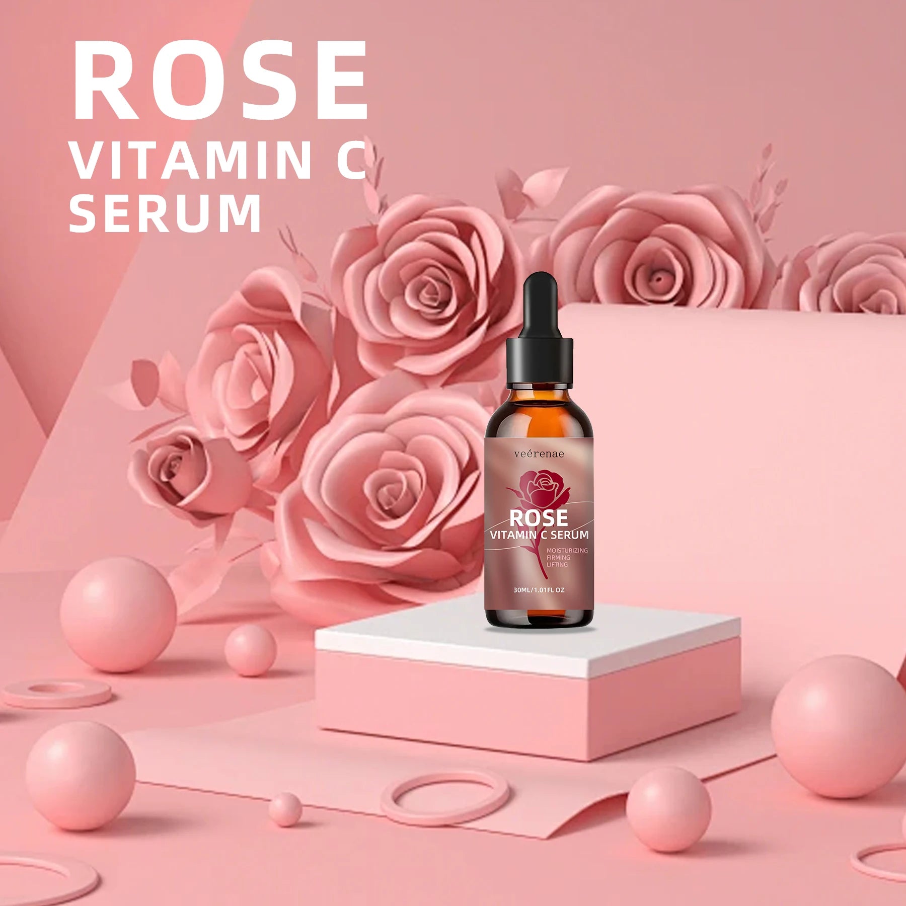 veérenae Rose Vitamin C Face Serum – 24-Hr Hydration