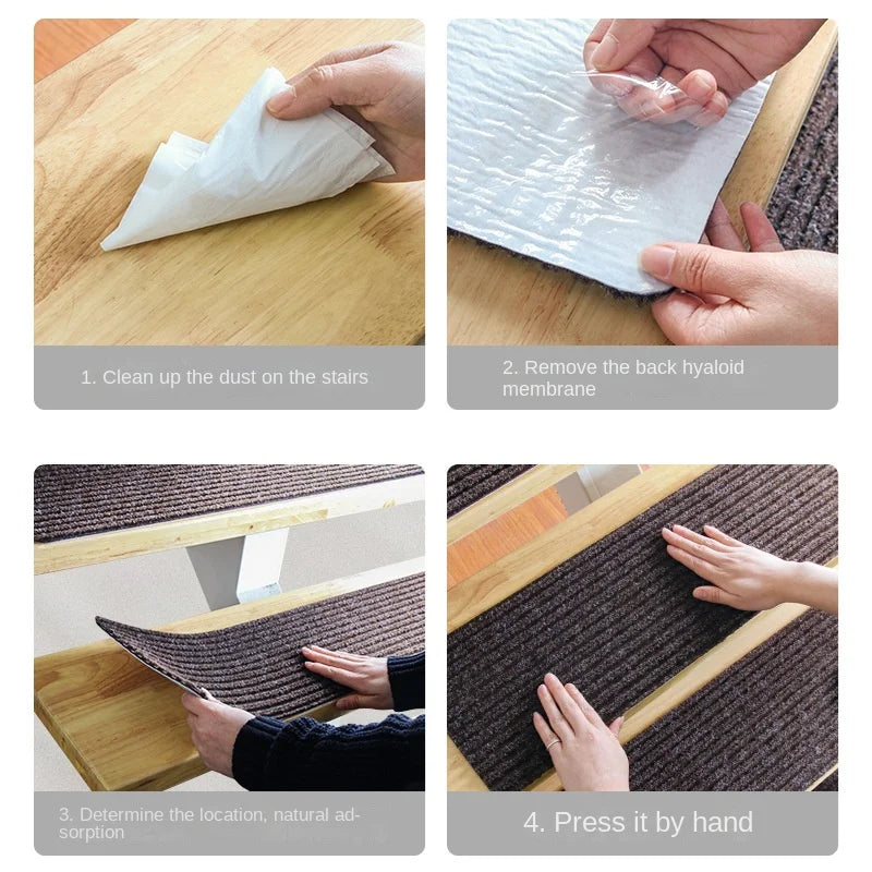1pcs Stair mat step mat floor mat glue-free self-adhesive tpr non-slip mat brushed embossed repeated use Oasis Select