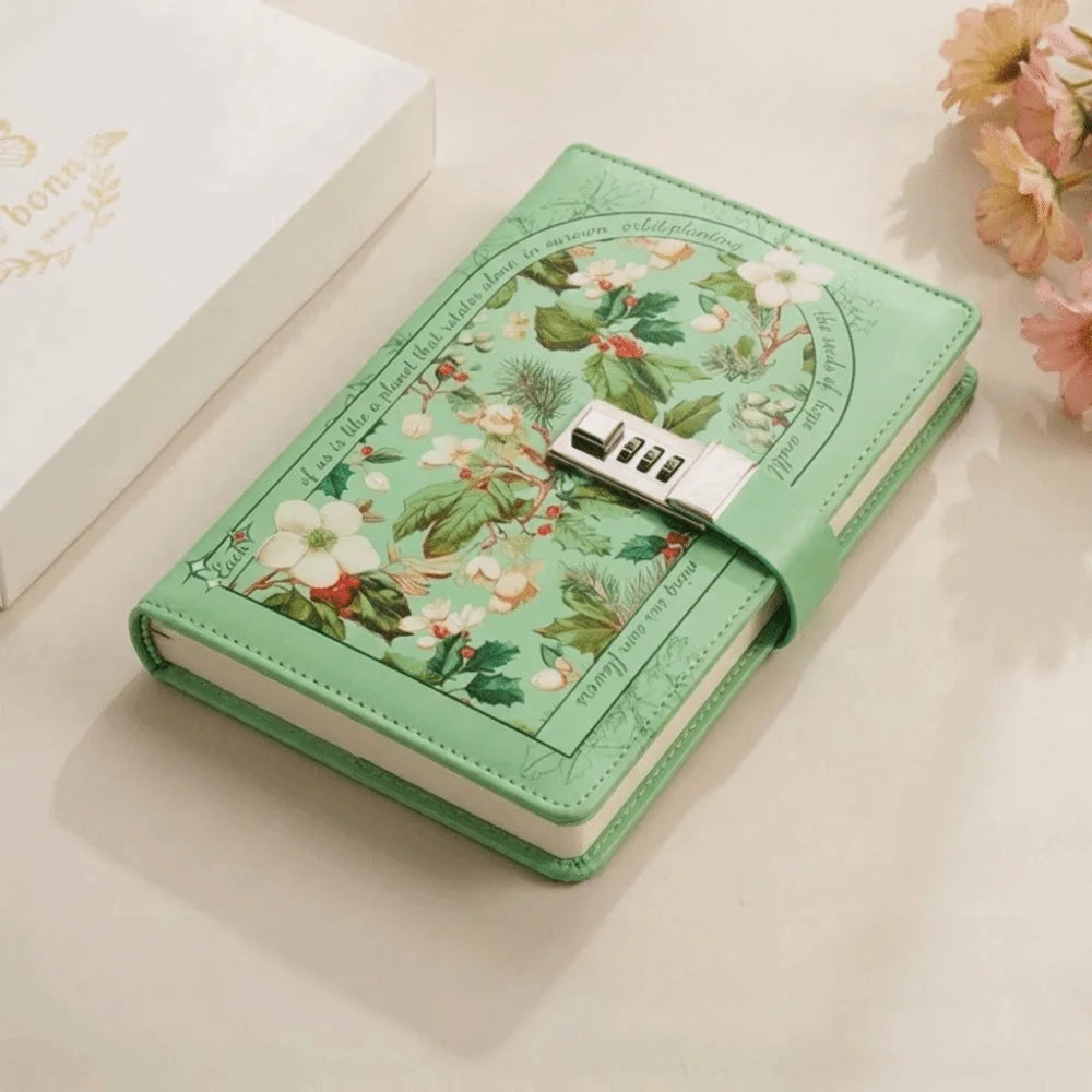 Secure Lock Design Password Lock Notebook Stylish Delicate Compact Size A5 Notebook Simple Elegant Appearance Oasis Select Green