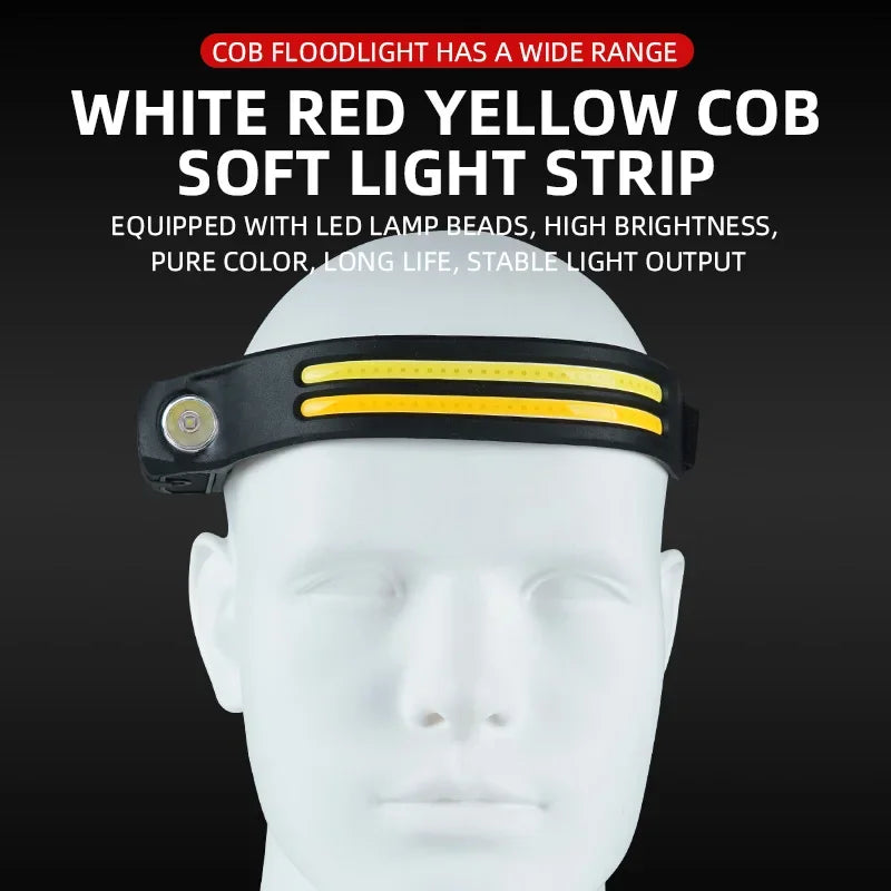 LED Headlight Sensor With Built-in Battery Head Flashlight USB Charging Work Light Super Bright Headband Oasis Select