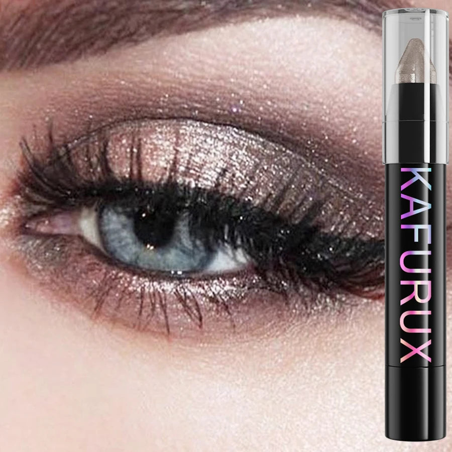 KAFURUX 25-Color Glitter Eyeshadow Pencil – Waterproof & Matte