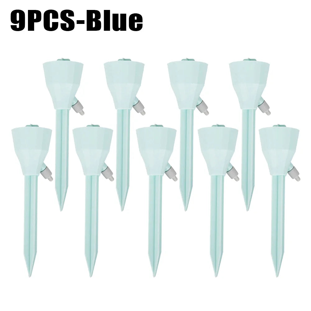 3/6/9Pcs Adjustable Drip Irrigation System Indoor Outdoor Potted Plants Automatic Self-flowing Watering Spikes Gardening Tools Oasis Select Blue-9PCS