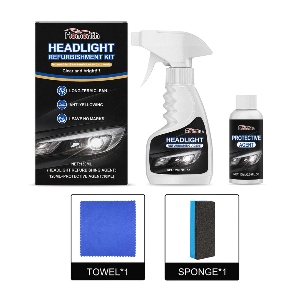 Homonth Headlight Renovation Kit Quickly Removes Yellowing And Scratche Restores Clear Luste Care Cleaning Headlight Maintenance Oasis Select 130ml boxed