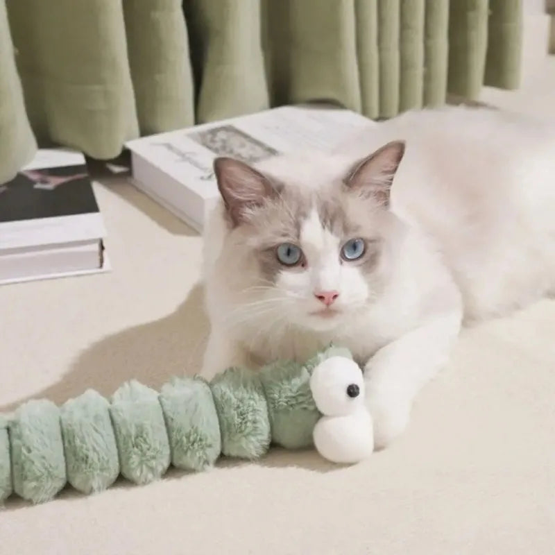 Caterpillar Design Interactive Cat Chew Toys Self-Entertainment Cat Kick Toy Soft Durable Catnip Toy for Boredom Relief Oasis Select