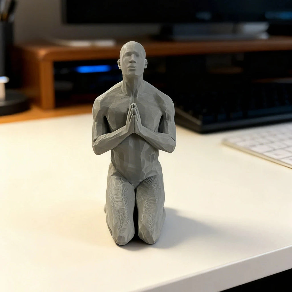 Minimalist Kneeling Prayer Man Ornaments Muscular Human Statue Meditation Male Home Office Table Yoga Room Decor Spiritual Gifts Oasis Select