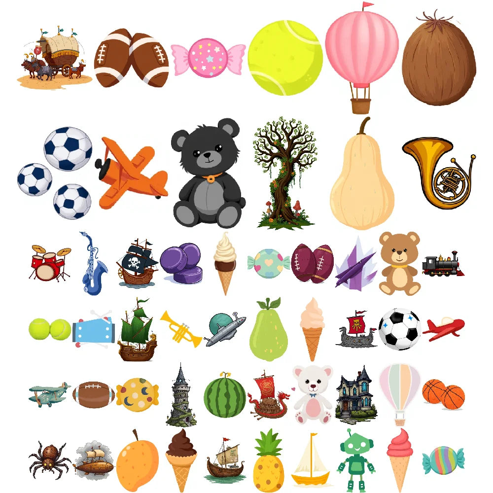 54-Piece Kids Temporary Tattoo Stickers – Cartoon Fun Designs