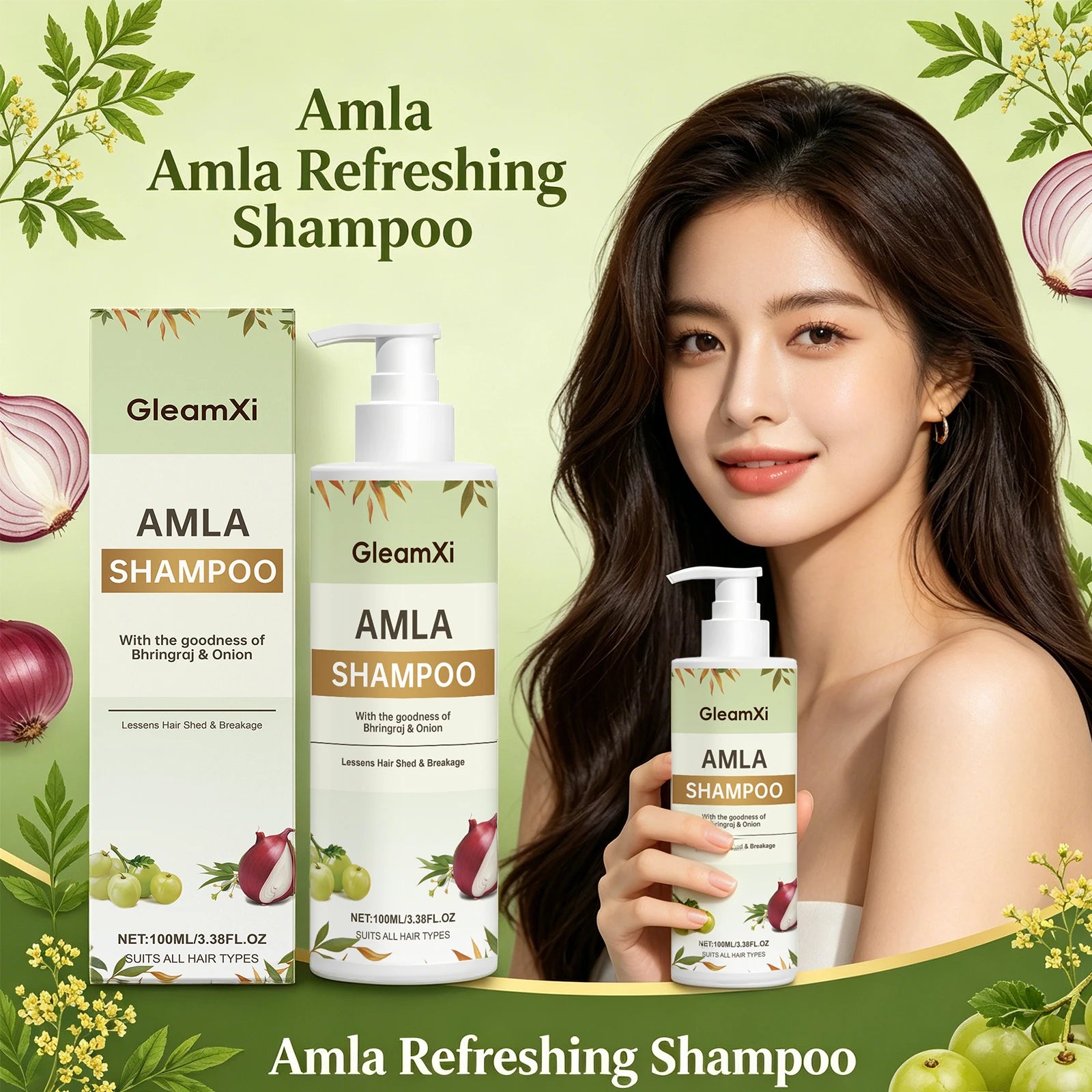 Amla Shampoo Strengthening Nourishing Hair Controls Excess Oil Adds Shine Reduce Hair Shedding Breakage Onion Bhringraj Shampoo Oasis Select
