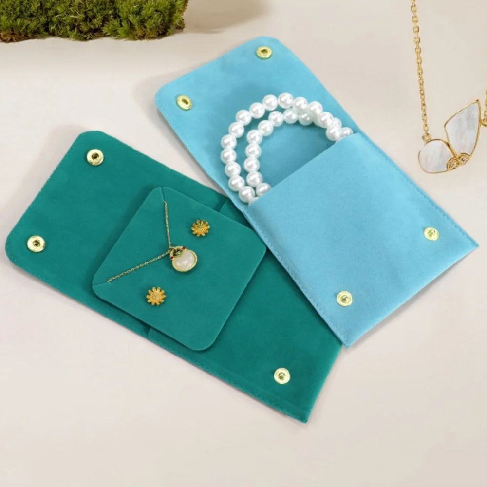 1pcs Jewellery Pouch Packaging Bag Soft Velvet Snap Button Gifts Packing Bag For Storing Rings Bracelets Necklace Accessories Oasis Select