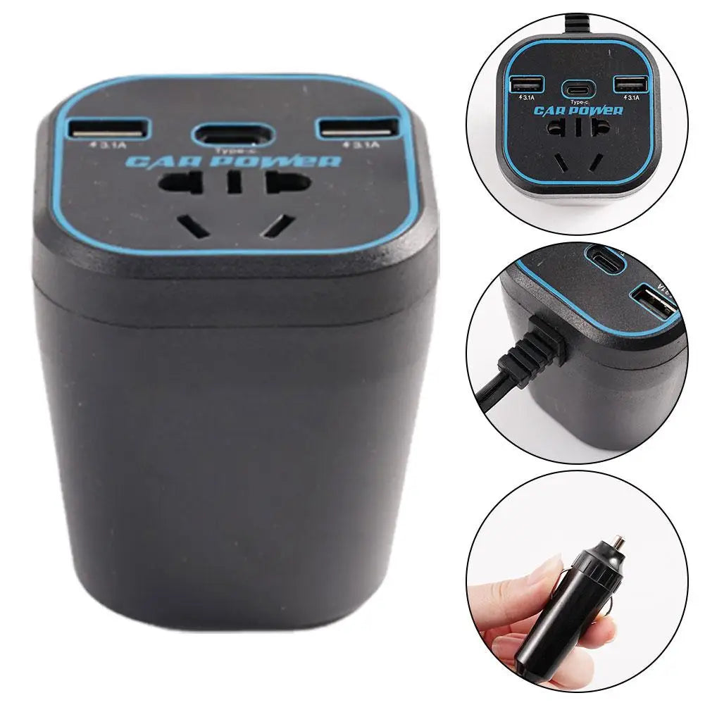 200W Car Power Inverter 12V/24V to 110–220V with USB-C Fast Charge Car Power Inverter Oasis Select