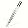 1pc Stainless Steel Reptile Feeding Tongs with Rubber Tips 10.6” Flat Curved Long Tweezers for Bearded Dragons Snakes Aquariums Oasis Select straight