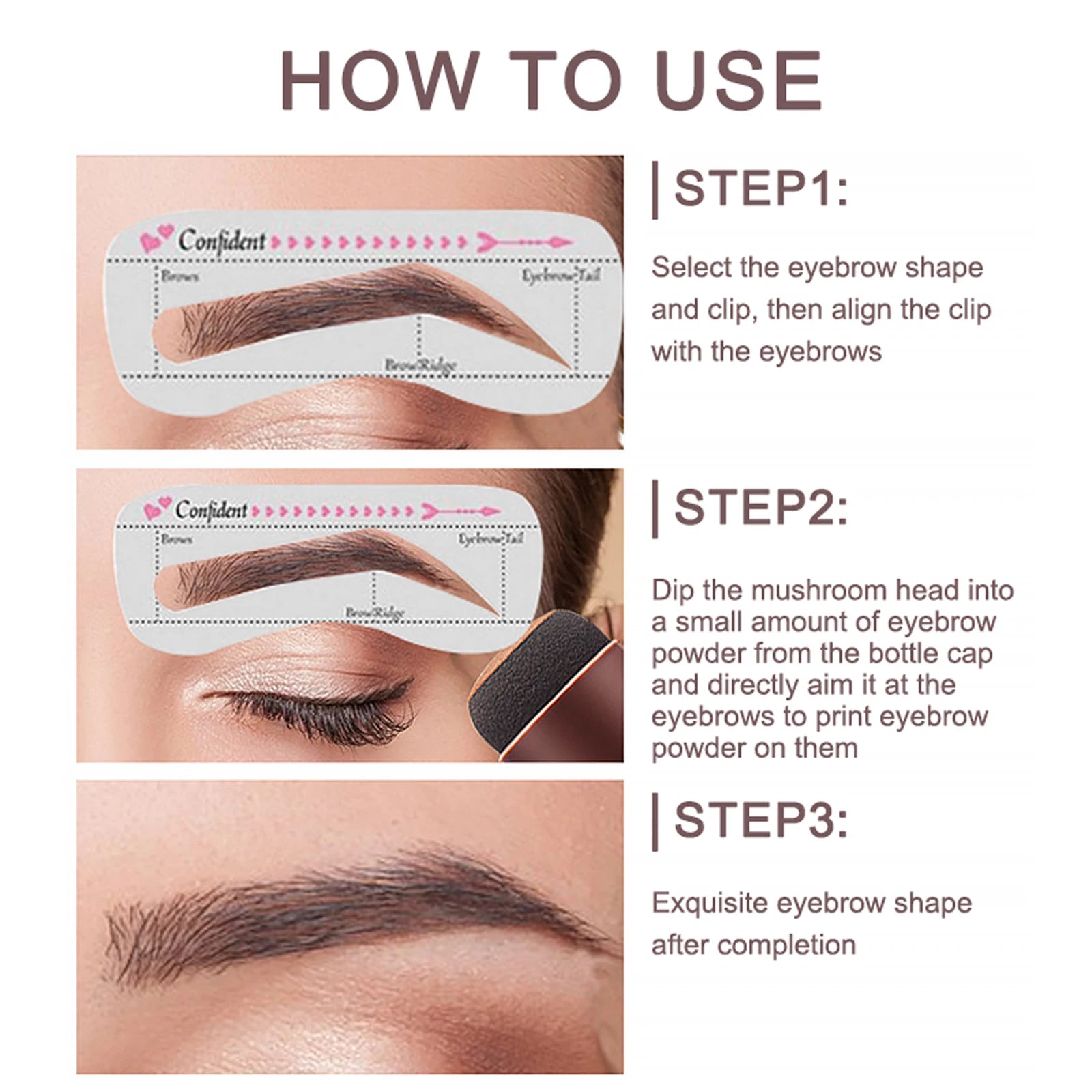 O'CHEAL One Step Eyebrow Stamp Shaping Kit Set Hair Cover Up Powder Contouring Stick Hairline Shadow Powder Brow Shape 10 Pcs Oasis Select