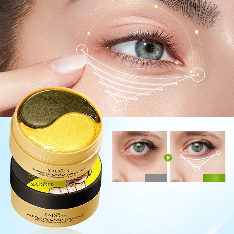 60-Pack Bamboo Charcoal Collagen Eye Masks – Moisturizing Eye Mask Patches Oasis Select