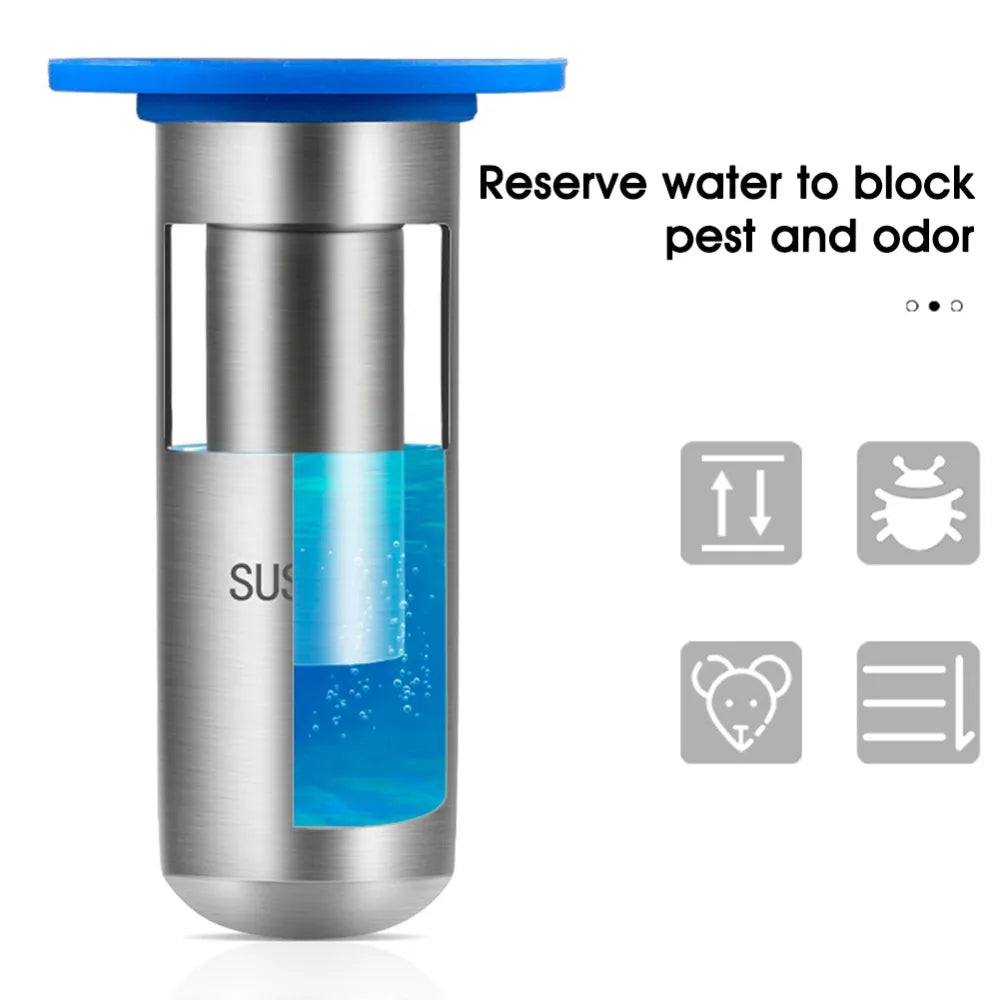 New Stainless Steel Floor Drain Core Insect Proof U-type Bathroom Sewer Drain Deodorant Sealed Floor Drain Home Oasis Select