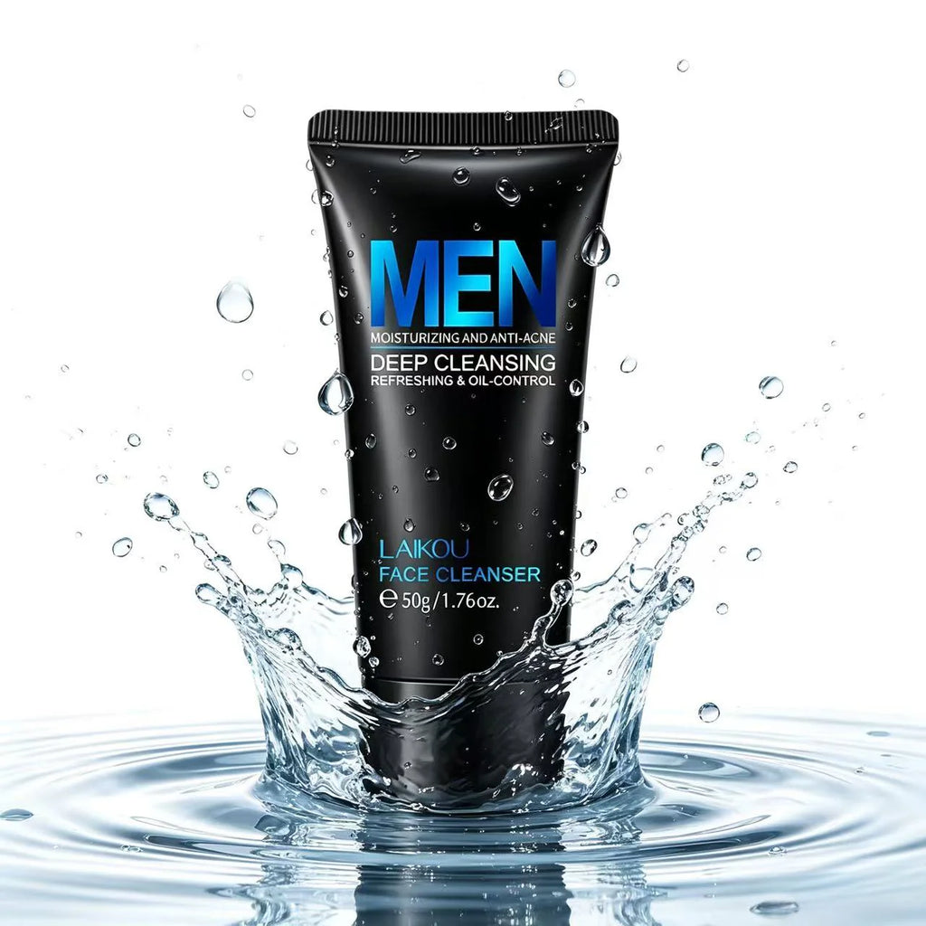 LAIKOU Men Face Cleanser 50g Deep Cleansing Oil Control Anti Acne Moisturizing Blackhead Removal Pore Minimizer Gentle Wash Oasis Select