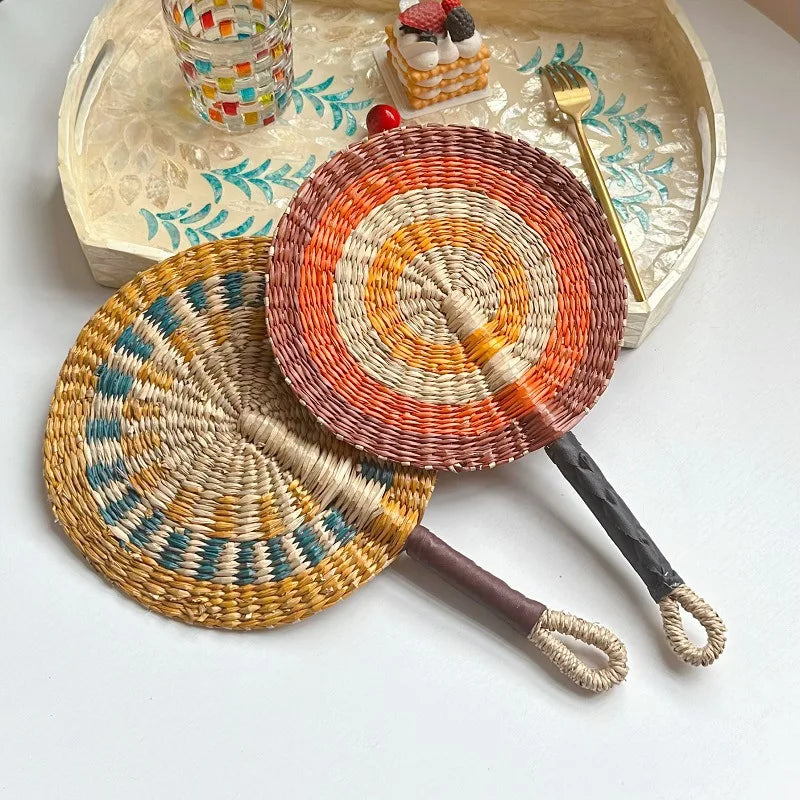 Handwoven Straw Fan – Boho Wall Decor, Wedding & Party