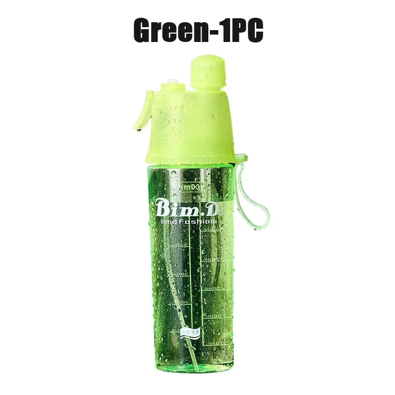 1/2/4PCS Creative Spray Portable Water Bottle Mist Atomizing Bottle for Outdoor Sports Gym Fitness Reusable Leak Proof Drinking Oasis Select 600ML Green-1PC