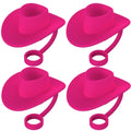 4pcs Cowboy Hat Suction Straw Cap For Stanley Cup 40 Oz Silicone Suction Straw Dust Plug Silicone Dust Cap 6-10mm General Size Oasis Select Cowboy hat rose red