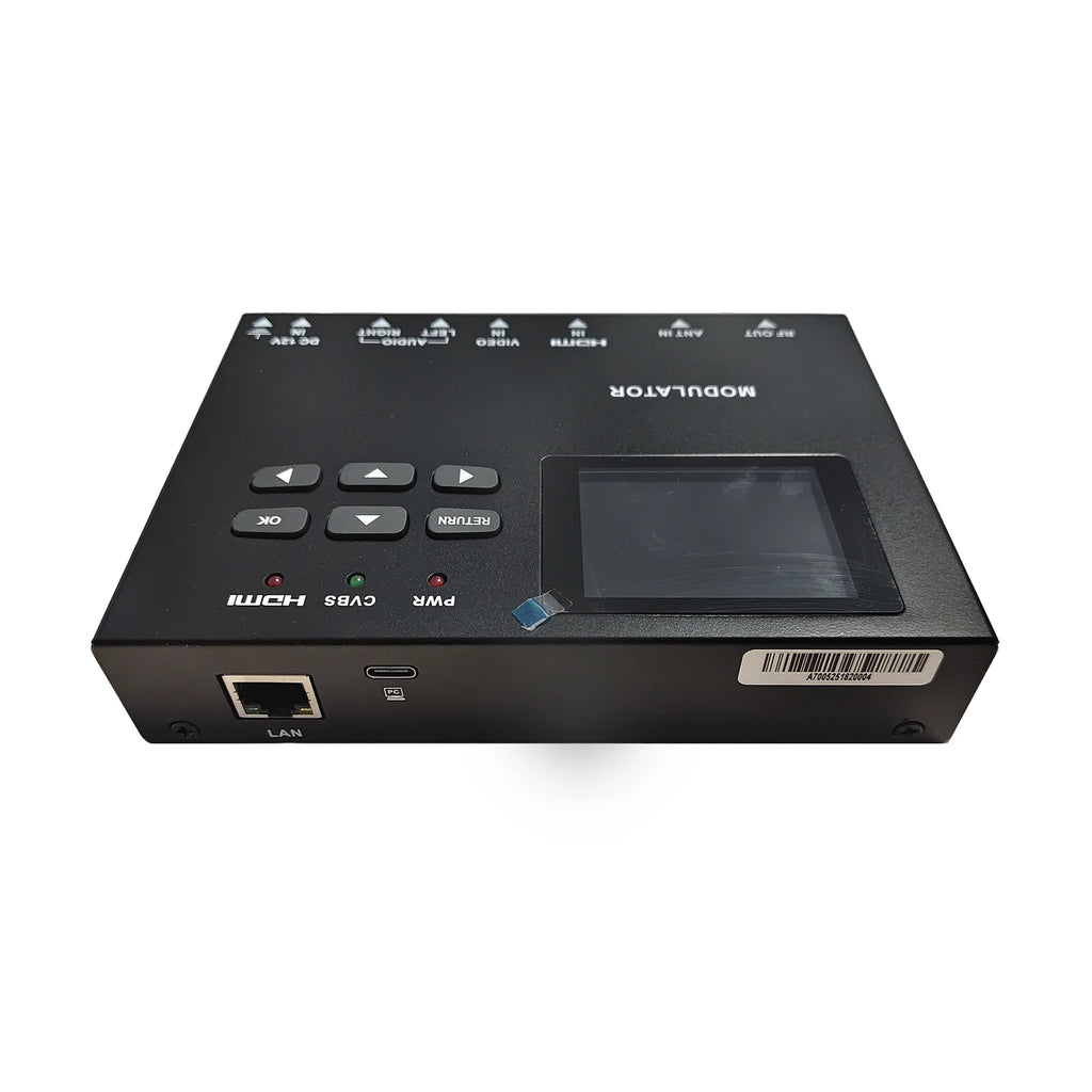 DVB-T modulator, MPEG-4 AVC/H.264 encoding and modulation capabilities, audio and video signal conversion to DVB-T RF output Oasis Select