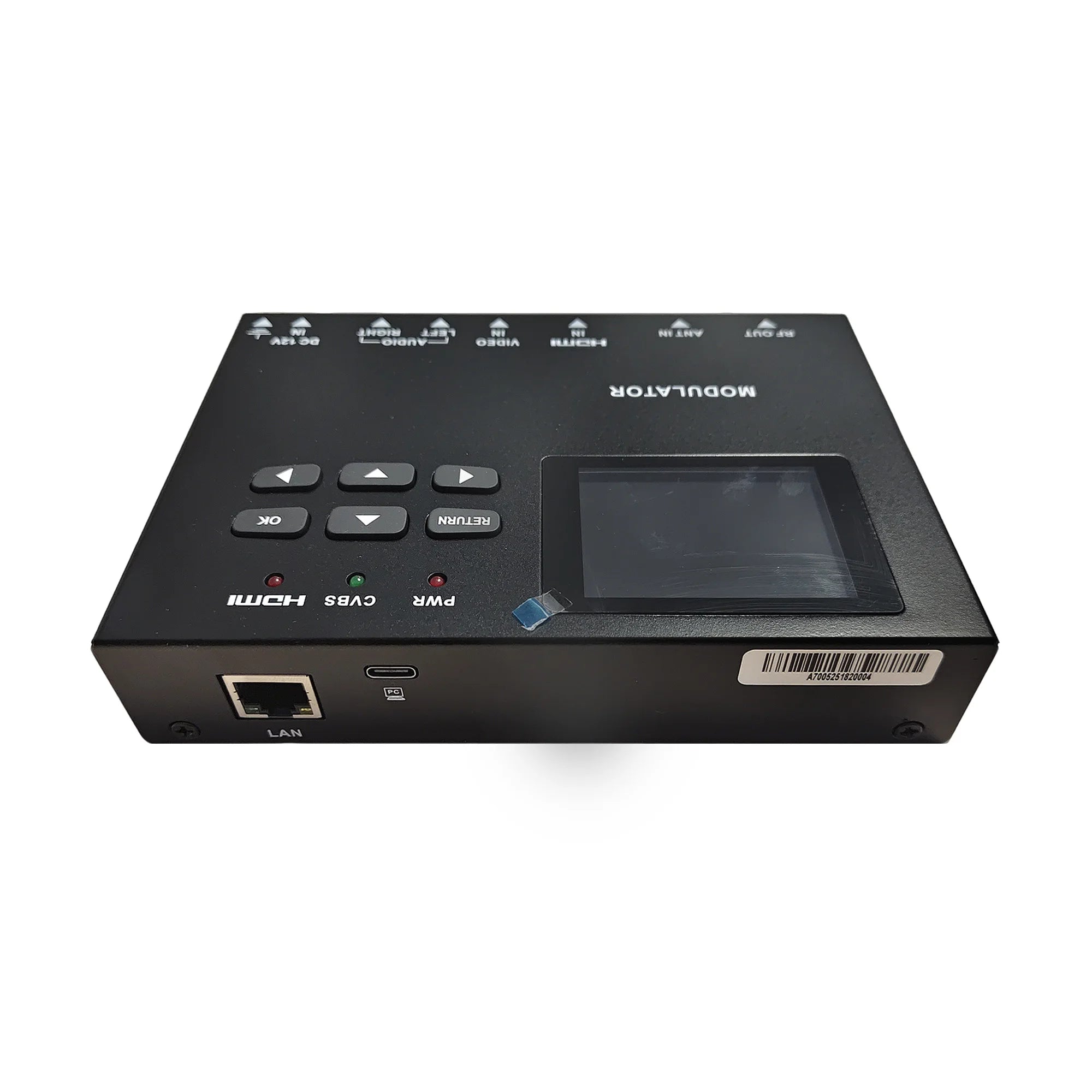 DVB-T modulator, MPEG-4 AVC/H.264 encoding and modulation capabilities, audio and video signal conversion to DVB-T RF output Oasis Select