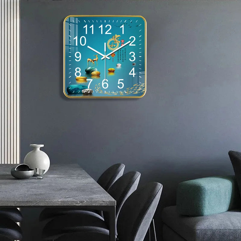 New Square Wall Clock Modern Fashion Light Luxury Wall Clock Mute Living Room Bedroom Quartz Clock Oasis Select 4 35cm X 35cm
