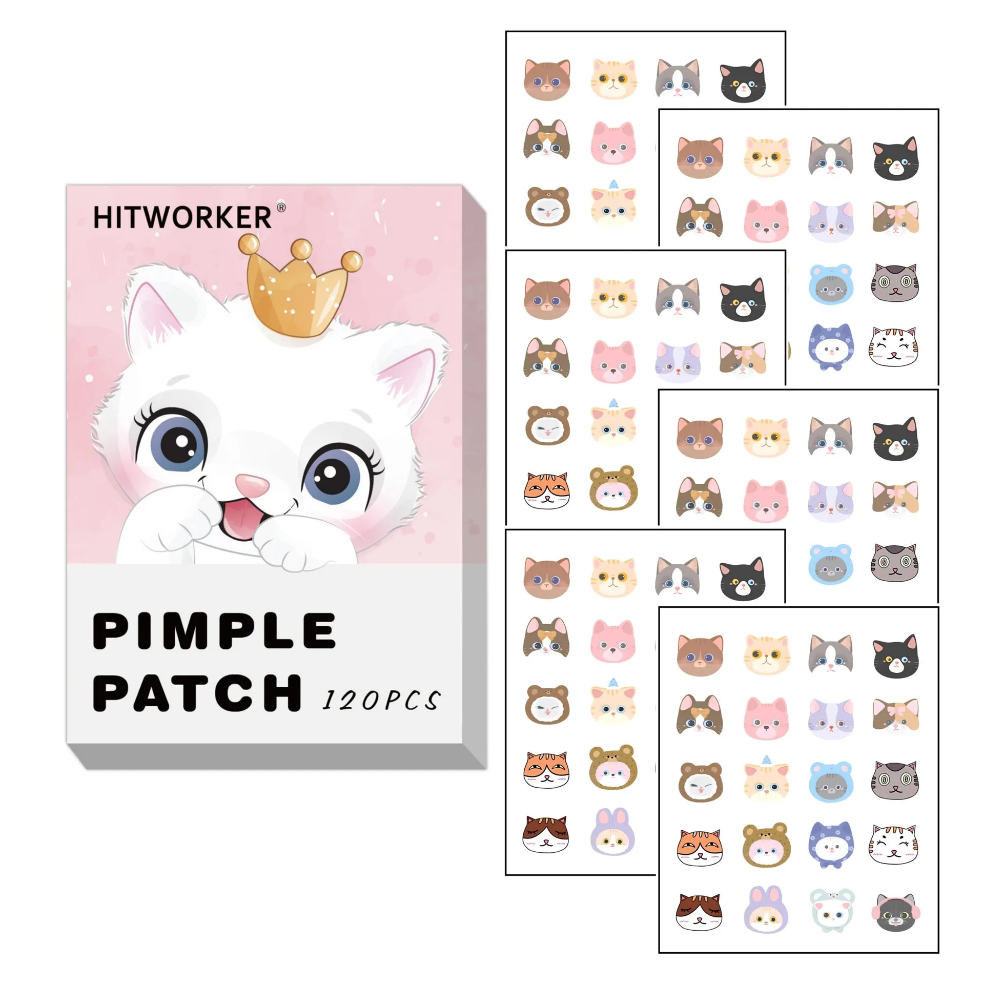 40/100pcs cute cartoon kitten acne cover patch, gentle and non irritating to the skin Oasis Select 100pcs