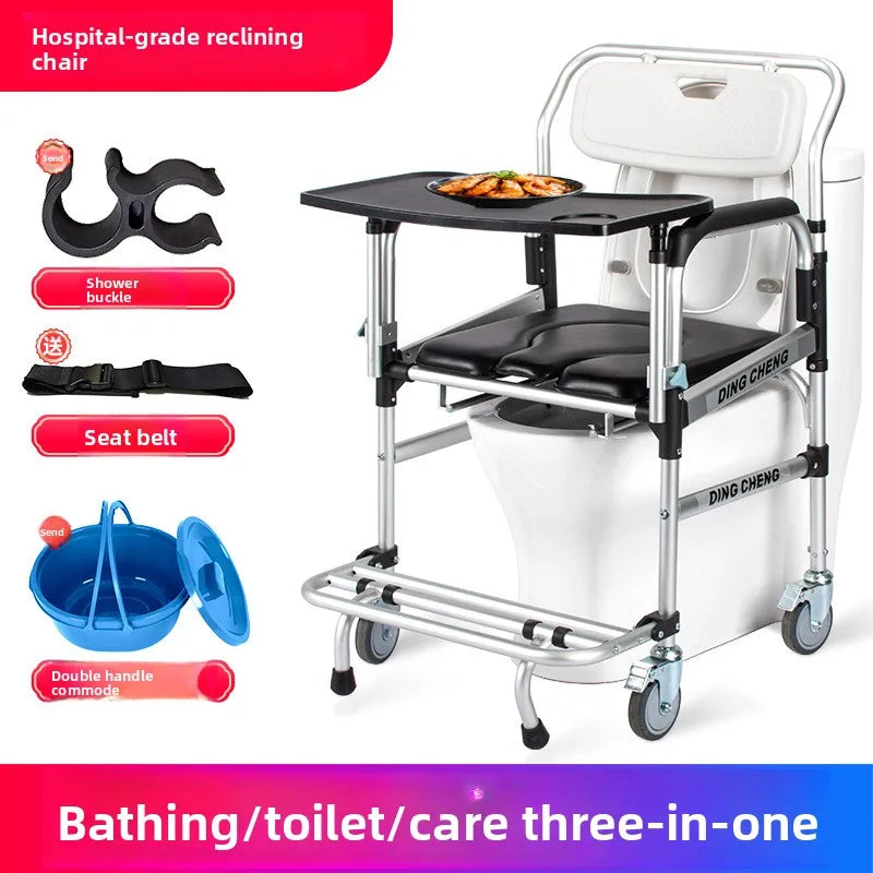 Solid Wheelchair household mobile toilet for the elderly, bath chair for the disabled, non-slip bath chair toilet Oasis Select 06
