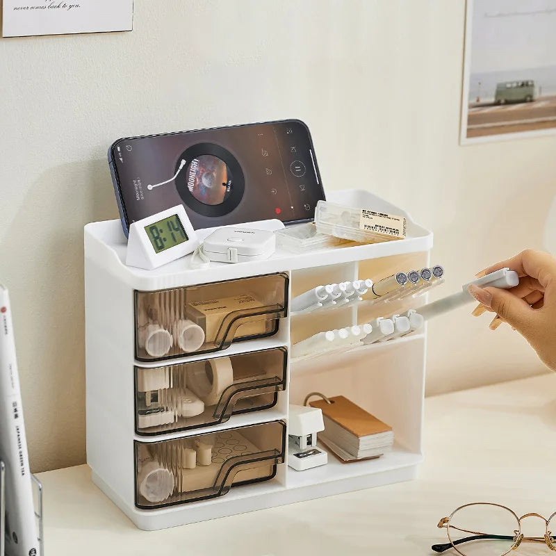 1pc Desktop stationery storage box, multi-layer large space design, easy to organize all kinds of stationery Oasis Select