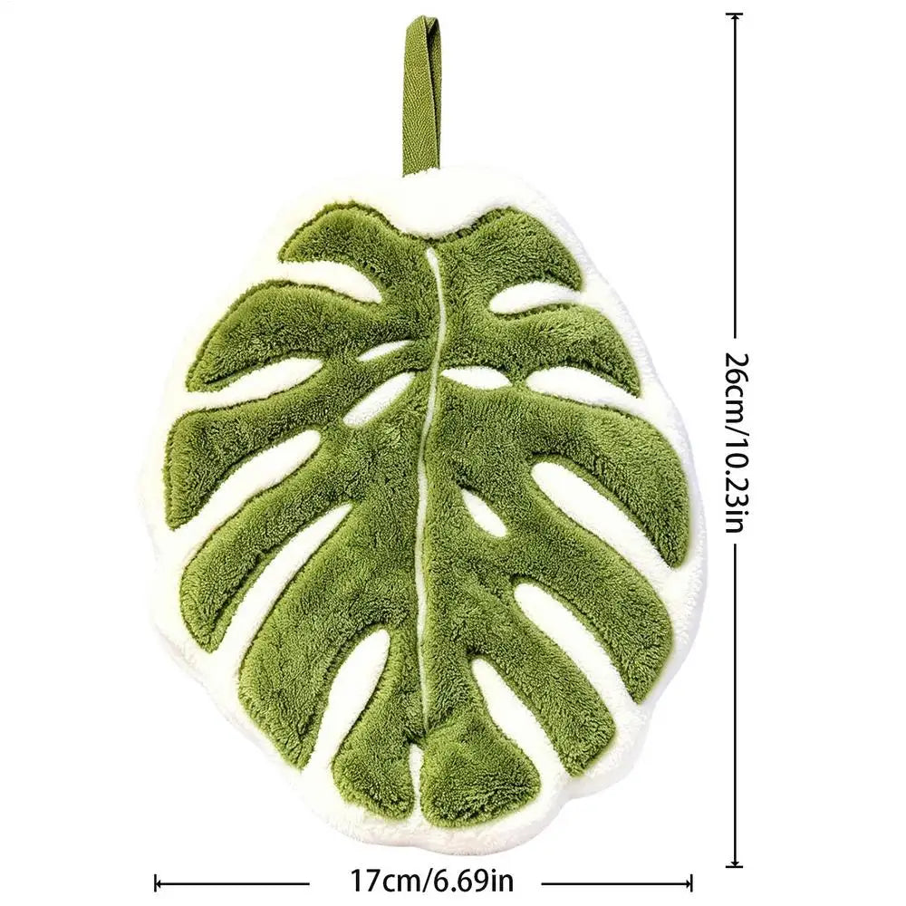Leaves Hand Towel Bathroom Accessories Absorbent Kitchen Towel Soft Towel Hanging Towels Handkerchief Towels Home Wash Towels Oasis Select White Green