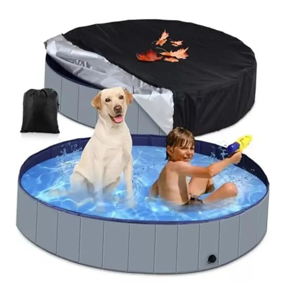 Portable Dog Pool Cover Round Easy Set Pool Cover Foldable Pet Bath Pool Cover Above Ground Bathing Tub Kiddie Pool Cover Oasis Select