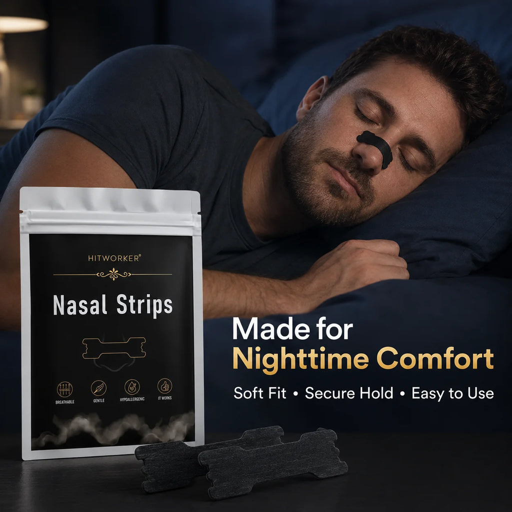 HITWORKER Black Nasal Strips Breathable Nose Strips Flexible Support Nose Tape Skin-Friendly Adhesive Comfort Fit for Day Oasis Select