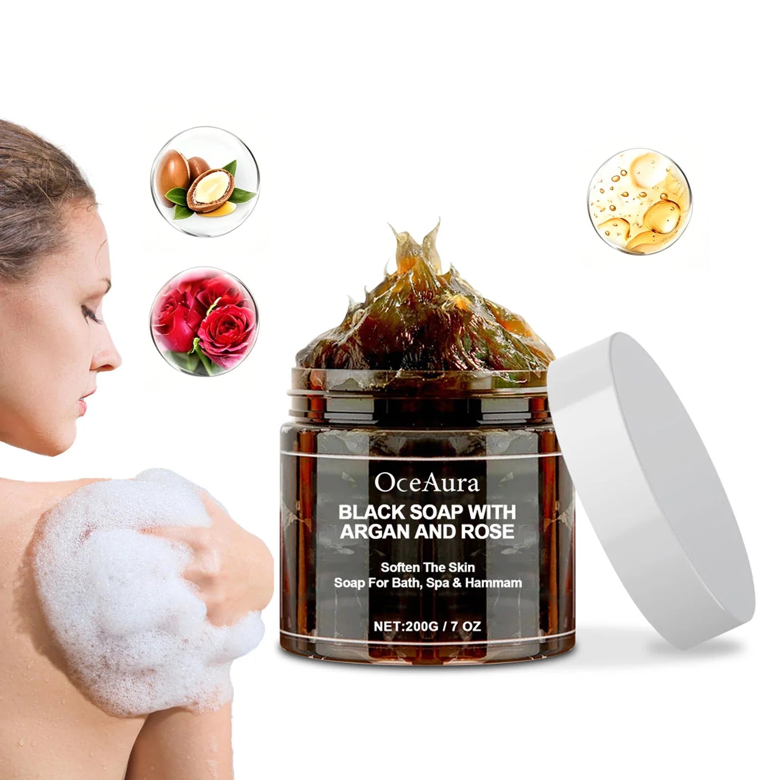 Black Cleansing Soap Dead Skin Remover Body Scrub Purifying Cleansing Exfoliating Oil Control Brighten Soft Body Scrub Cream Oasis Select