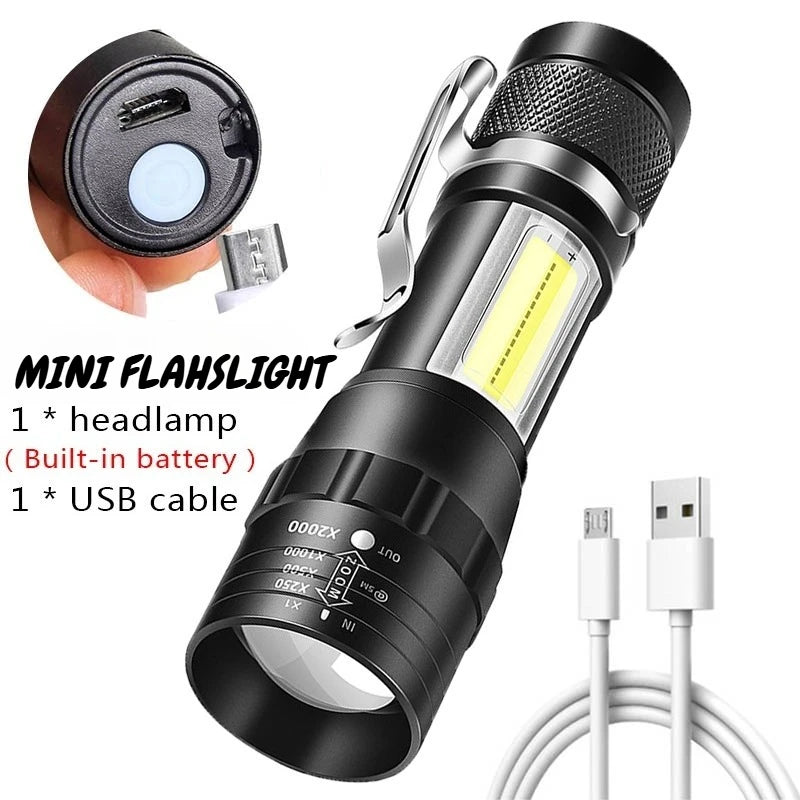 Mini COB LED Flashlight 600LM Rechargeable USB-C | Pen Clip