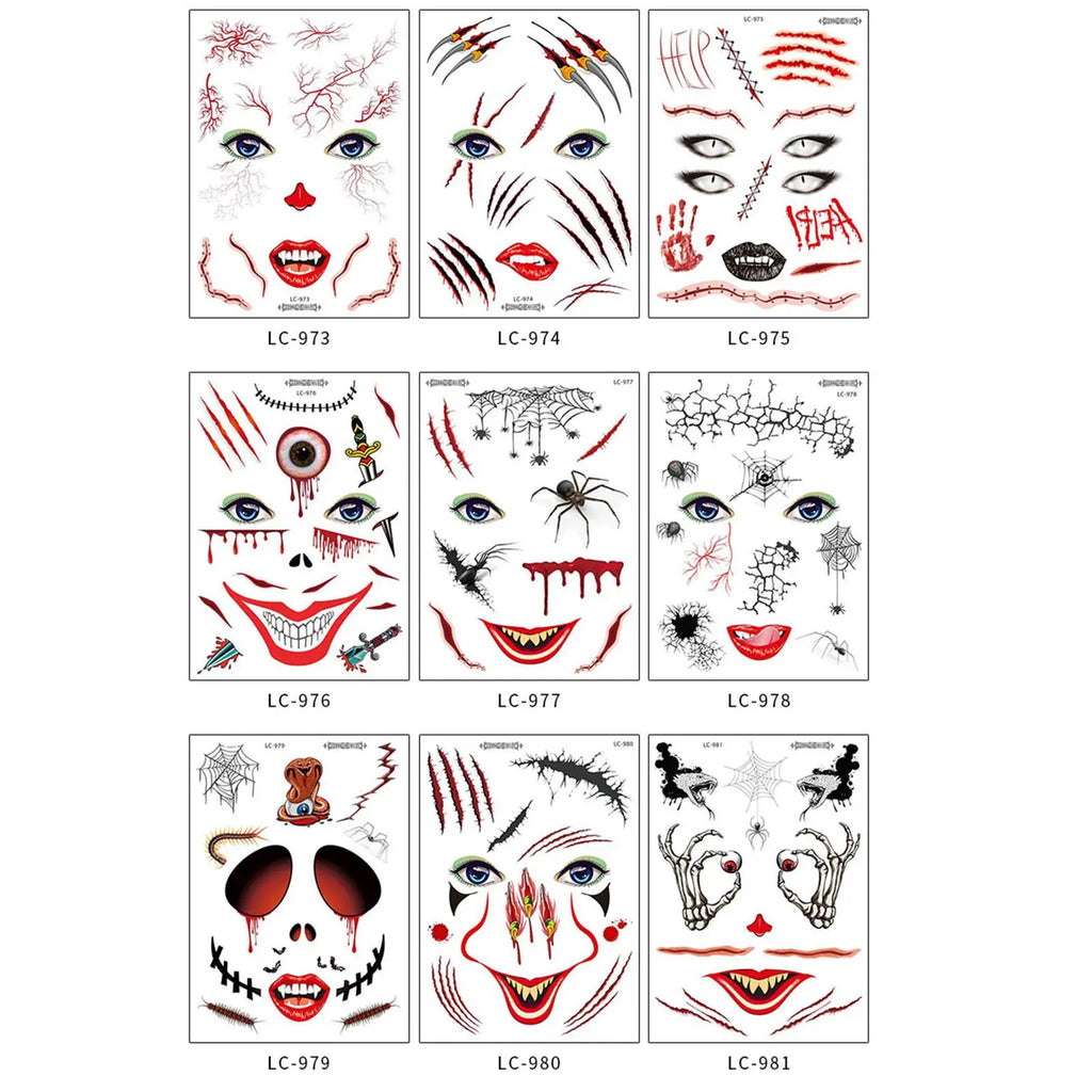 Halloween Skull Face Temporary Tattoo Stickers – Day of Dead Temporary Face Tattoo Oasis Select