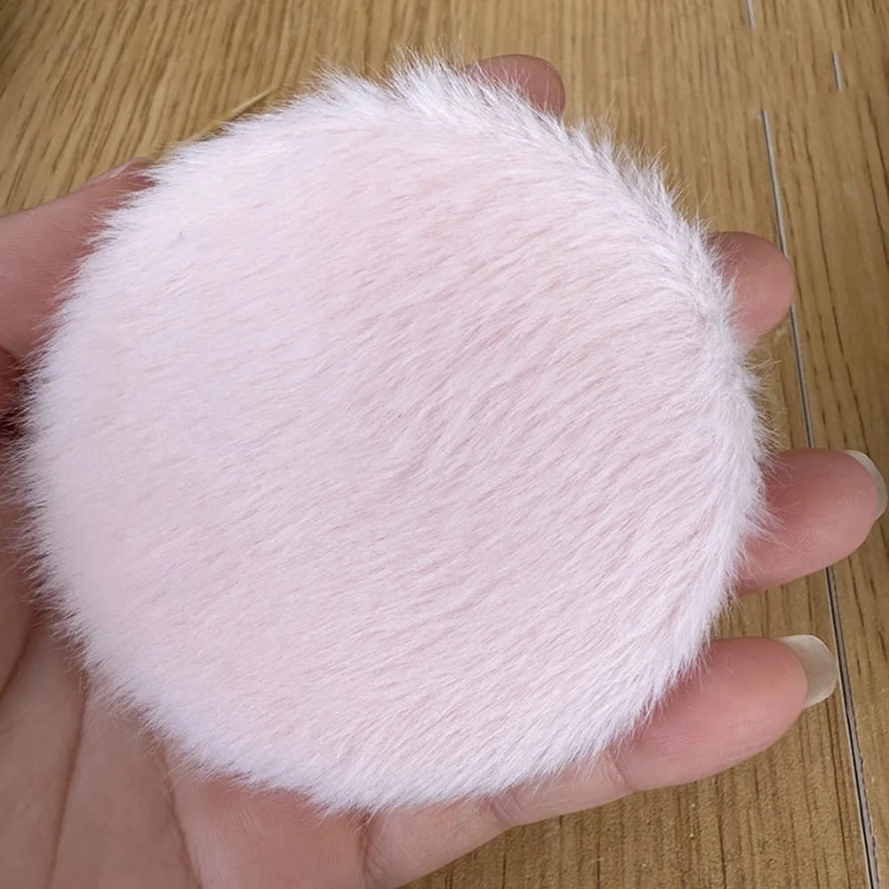 Fluffy Plush Compact Mirror – Dual-Sided Portable Folding