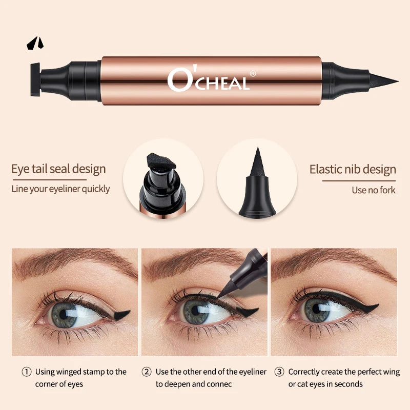 O'CHEAL Dual Stamp Liquid Eyeliner Pen – Waterproof Black
