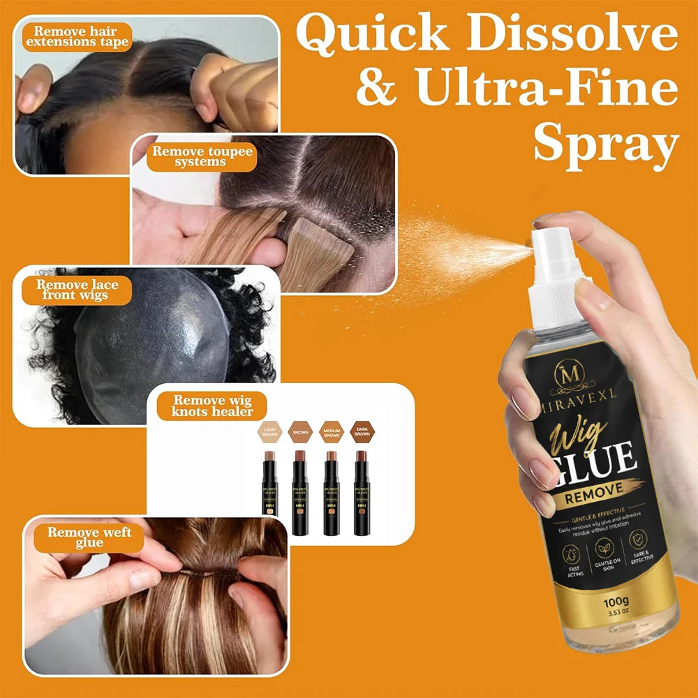 MIRAVEXL Wig Glue Remove— Suitable for wig tape, lace hairpieces, and tape-in hair extensions; gently dissolves the bond. Oasis Select
