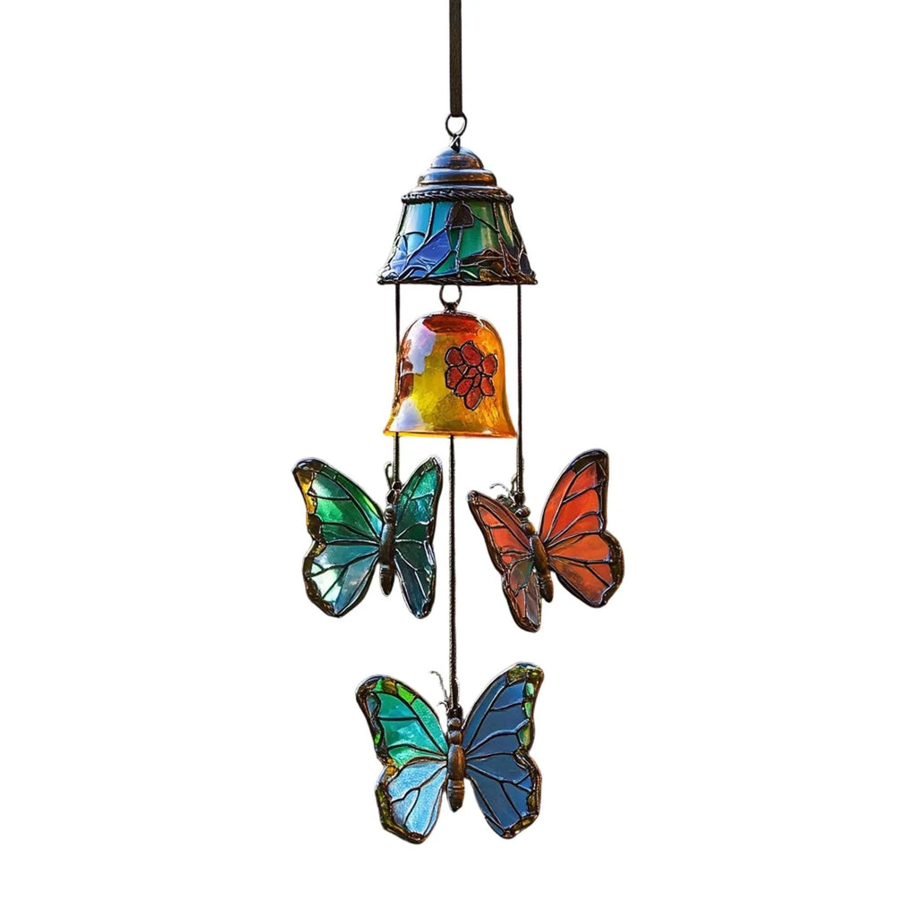 Stained Glass Butterfly Wind Chime | Garden & Patio Decor Garden Wind Chime Oasis Select as shown One Size