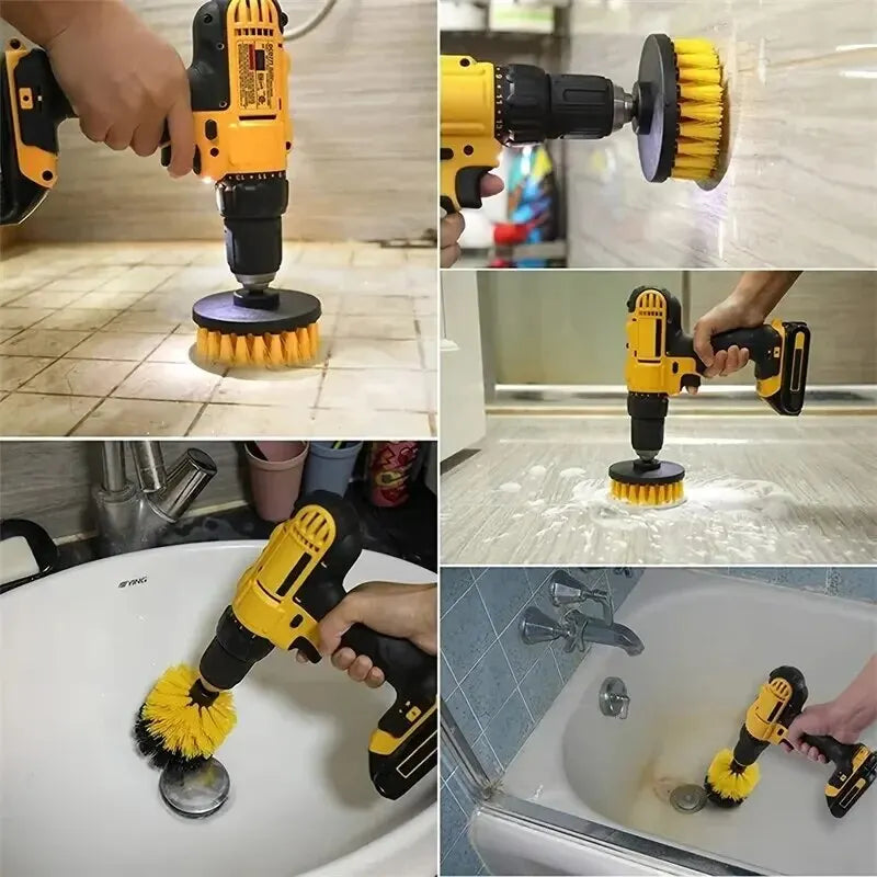 3-Piece Drill Brush Attachment Set – Tile, Grout & Carpet Scrubber Drill Brush Set Oasis Select