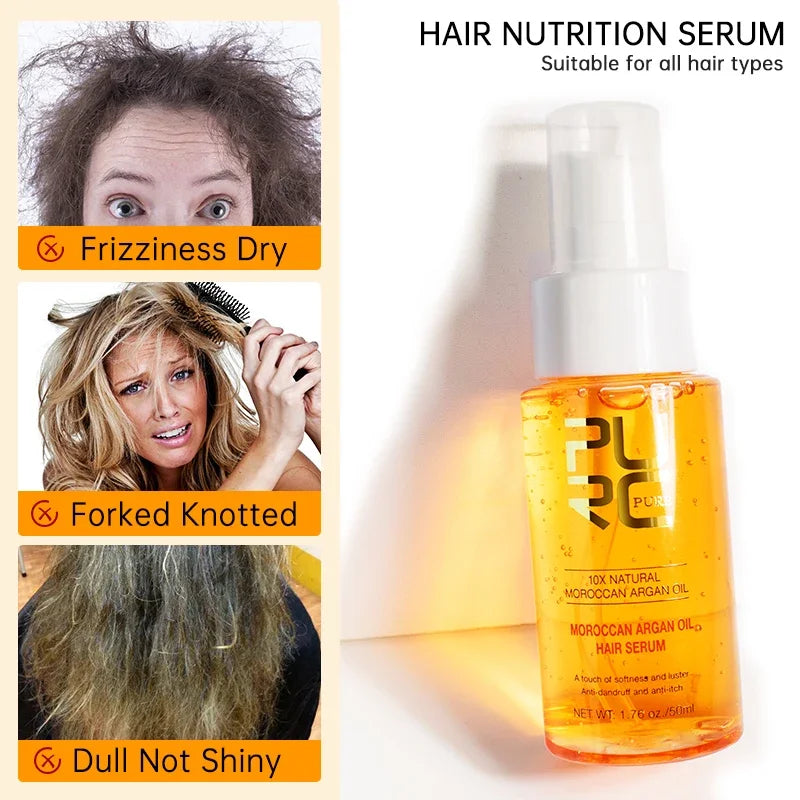 PURC Moroccan Argan Oil Hair Smoothing Serum – Anti-Frizz 50ml Hair Smoothing Serum Oasis Select