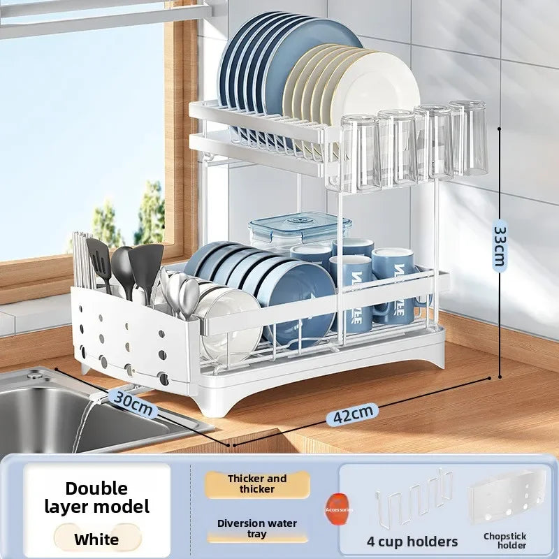 Kitchen Bowl Rack Drain Rack Tableware Plate Storage Shelf Household Multifunctional Countertop Cupboard Oasis Select