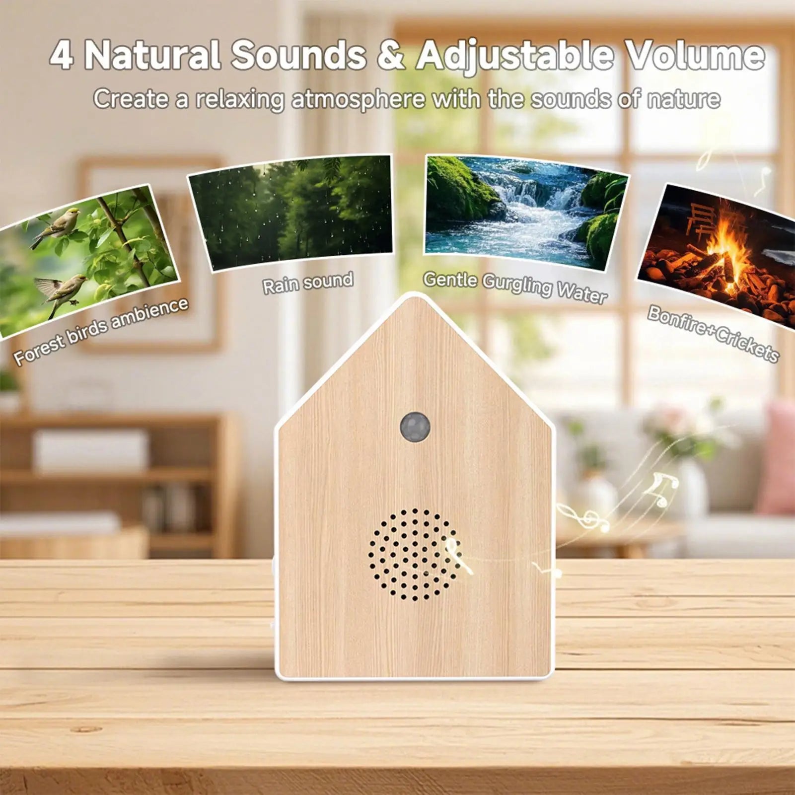 Singing Bird Box White Noise Music Device with Timer Bird Chirping Box with Motion Sensor for Home Garden Bedroom Bathroom Yoga Oasis Select