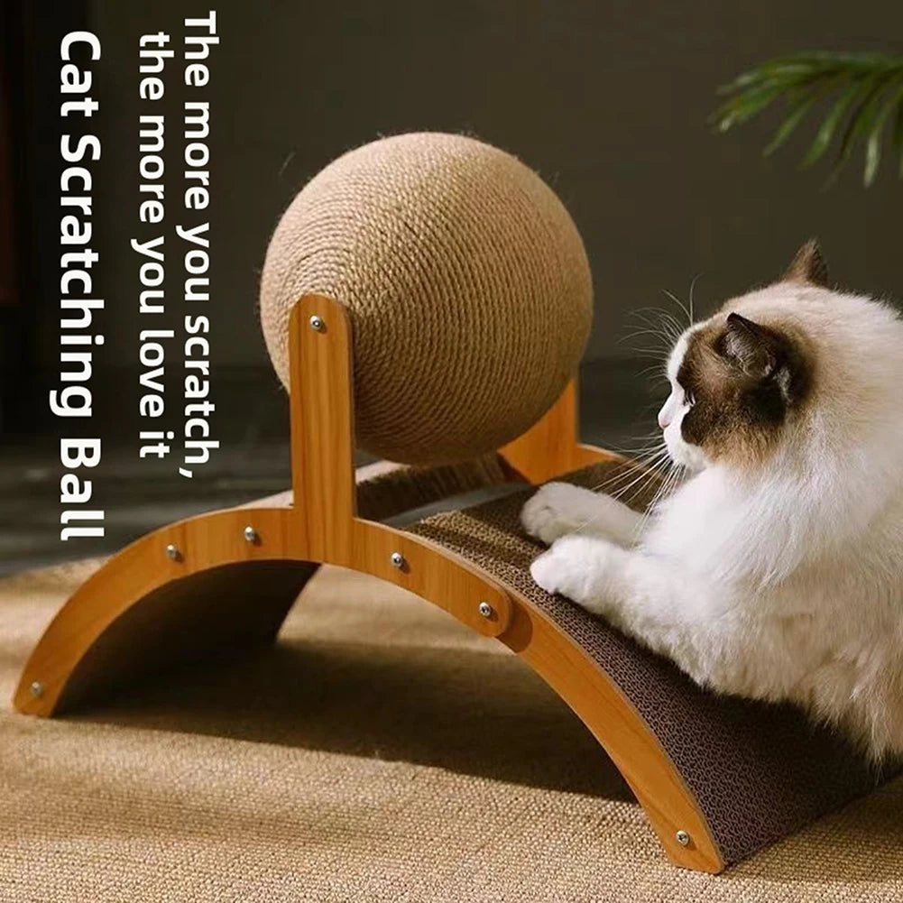 Cat Scratching Ball on Stand | 360° Rotating Sisal Toy